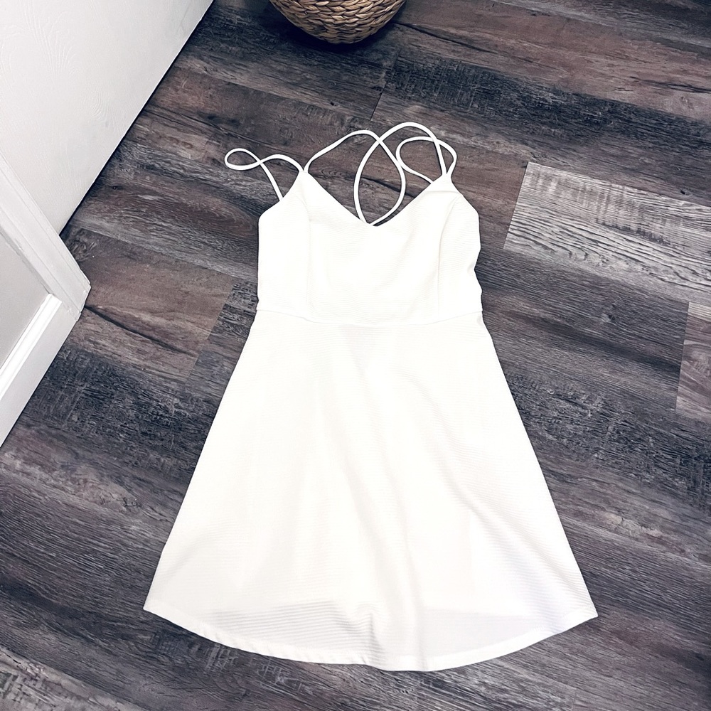 Forever 21 ribbed strappy back skater dress - White - size Large